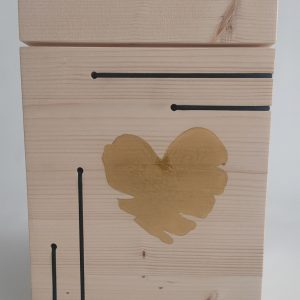 Handbemalte Holzurne "Goldenes Herz" DBS-0125-17