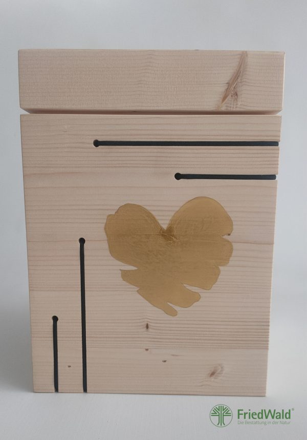 Handbemalte Holzurne "Goldenes Herz" DBS-0125-17