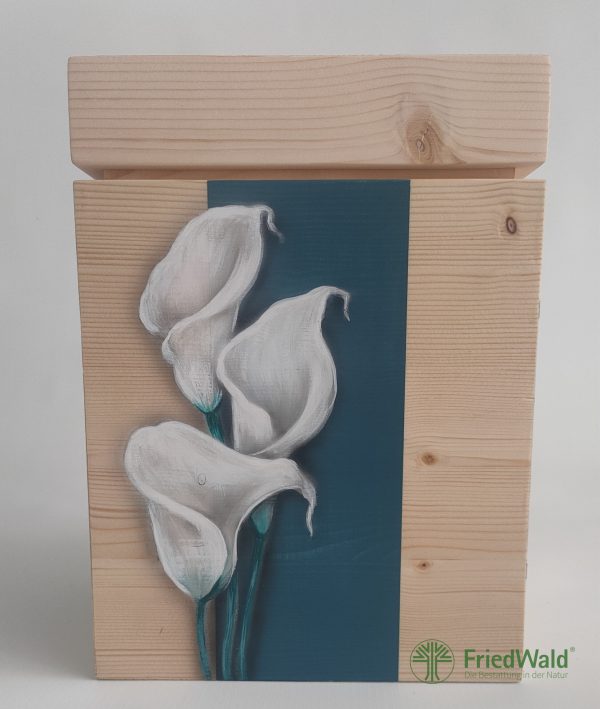 Handbemalte Holzurne "Zantedeschia" DBS-0125-18